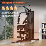 Home Gym,Multifunctional Workout Machine with 160LB Weight Stack,Workout Station for Full Body Strength Training,Exercise Equipment for Home, Black