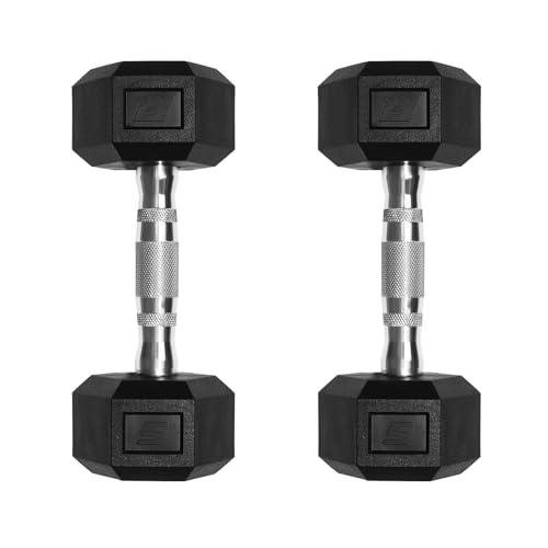 Ritfit 5-650 LBS PVC Encased Hex Dumbbell Sets with Optional Rack for Home Gym, Hand weight with Chrome Handle for Strength Training,Workouts,5LB
