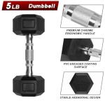 Ritfit 5-650 LBS PVC Encased Hex Dumbbell Sets with Optional Rack for Home Gym, Hand weight with Chrome Handle for Strength Training,Workouts,5LB