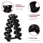 BalanceFrom Rubber Coated Hex Dumbbell Set with A-Frame Rack, Black – Solid Cast Iron Home Gym Weights with Chrome Handles for Full-Body Strength Training and Muscle Toning