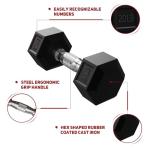 BalanceFrom Rubber Coated Hex Dumbbell Set with A-Frame Rack, Black – Solid Cast Iron Home Gym Weights with Chrome Handles for Full-Body Strength Training and Muscle Toning