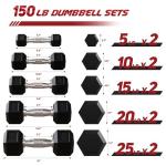BalanceFrom Rubber Coated Hex Dumbbell Set with A-Frame Rack, Black – Solid Cast Iron Home Gym Weights with Chrome Handles for Full-Body Strength Training and Muscle Toning