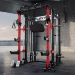 RitFit Buffalo Smith Machine, Power cage with LAT-Pull Down System & Cable Crossover System, All-in-One Squat Rack for Home Gym, Power Rack