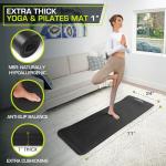 ProsourceFit Extra Thick Yoga and Pilates Mat ½” (13mm) or 1" (25mm), 71-inch Long High Density Exercise Mat with Comfort Foam and Carrying Strap, Black
