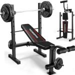 OPPSDECOR Multi-Function Weight Bench Set with Squat Rack Leg Extension & Leg Curl Adjustable Workout Bench for Full Body Fitness Foldable Flat/Incline/Decline Upgrade Bench Press for Home Gym