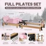 Foldable Pilates Reformer for Home Use, Portable Reformer Machine with Noise Reducing Roller System,Gym Equipment for Full Body Workout (Pink)