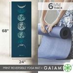 Gaiam Yoga Mat Premium Print Reversible Extra Thick Non Slip Exercise & Fitness Mat for All Types of Yoga, Pilates & Floor Workouts, Lunar Wave, 6mm