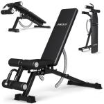 Mikolo 1200LB Weight Bench, Adjustable Workout Bench with Detachable Leg Support, Vertical Storage Space-Saving Exercise Bench for Home Gym, Incline Flat Decline Sit Up Bench for Full Body Fitness