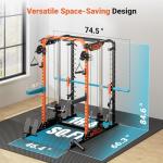 YOLEO NEW Smith Machine with Independent Dual-Pulley System, 1800LB Adjustable Cable Crossover Squat Rack, Multi-Functional Power Cage for Home Gym with More Workout Equipment LAT Pulldown Bar&Dip Bar