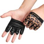 RYMNT Minimal Workout Gloves,Short Micro Weight Lifting Gloves Grip Pads with Full Palm Protection & Extra Grip for Men Women Weightlifting,Gym,Cross Training,Powerlifting,WODs.Leopard-Medium