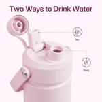 ENCOOL Insulated Water Bottle with Straw Stainless Steel Water Bottle, Leak-Proof, BPA-Free, Double Wall Vacuum Keeps Cold for 24 Hours for Sports, Travel, School (26 oz, Cotton Candy)