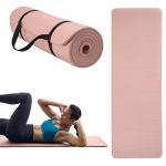 Gaiam Essentials Thick Yoga Mat Fitness & Exercise Mat with Easy-Cinch Carrier Strap,French Rose,72"L X 24"W X 2/5 Thick, 10mm