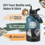 WixByti 64 oz Insulated Water Bottle with Straw (Cold for 48 Hrs), Half Gallon Stainless Steel Triple Wall Vacuum Sports Water Jug, Leakproof Hydro Cup Flask with Straw Spout Lids & DIY Stickers