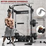AOTORJAY Smith Machine Home Gym Strength Training Squat Rack Height Adjustable Power Cage with LAT Pull-Down Systems (Smith Machine)