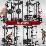 AOTORJAY Smith Machine Home Gym Strength Training Squat Rack Height Adjustable Power Cage with LAT Pull-Down Systems (Smith Machine)
