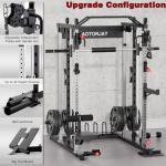 AOTORJAY Smith Machine Home Gym Strength Training Squat Rack Height Adjustable Power Cage with LAT Pull-Down Systems (Smith Machine)