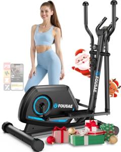 FOUSAE Elliptical Exercise Machine for Home, 16-Level Magnetic Resistance Elliptical Trainer with Hyper-Quiet Drive, 15.5IN AStride, LCD Monitor & App Support, 350LBS Weight Capacity