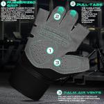 WESTWOOD FOX Gym Gloves Fitness Training Anti Slip Shock-Absorbing Weight Lifting Gloves Padded Grip Breathable Fingerless Workout Support for Men Women Cycling Exercise (Long Wristband, M)
