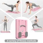 JANUA Pilates Board Reformer Set, 5 in 1 Multi-Purpose Foldable Pilates Sliding Board for Home, Pink