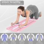 JANUA Pilates Board Reformer Set, 5 in 1 Multi-Purpose Foldable Pilates Sliding Board for Home, Pink