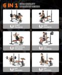 Multi-Function 6 in 1 Weight Bench Set - Leg Press, Preacher Curl Rack, Adjustable Workout Bench & Squat Rack for Full Body Exercise, Fitness Strength Training for Home Gym