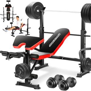 6-in-1 Weight Bench Set with Squat Rack