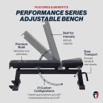 Titan Fitness Performance Series Adjustable Bench, Supports 650 LB Incline, Versatile Utility Bench for Home Gym Weightlifting,Strength Training, Flat, Incline, Upright Positions