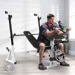 Marcy Olympic Workout Bench for Home Gym Strength Training Equipment with Preacher Curl Pad and Weight Rack Storage, White/Black