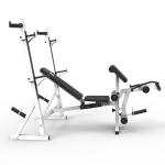 Marcy Olympic Workout Bench for Home Gym Strength Training Equipment with Preacher Curl Pad and Weight Rack Storage, White/Black