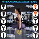 TOLOCO Massage Gun, Deep Tissue Back Massager for Athletes with 10 Massage Heads, Electric Muscle Percussion Massager for Any Pain Relief, FSA and HSA Eligible, Grey