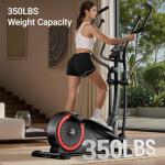 UMAY Elliptical Exercise Machine with 15.5" Stride & Heart Rate Grips, Silent Magnetic Elliptical Trainer for Home with 16 Levels Resistance and LCD Monitor, 350LBS Weight Capacity