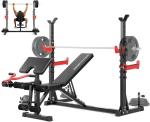 Yoleo 1980LBS 10-in-1 Weight Bench with Rack - Bench Press Set, Leg Extension, Preacher Curl & Flat/Incline/Decline Full Body Workout Bench, Adjustable Olympic Weight Benches for Home Gym(47.44IN WIDE GRIP)