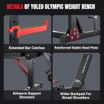 Yoleo 1980LBS 10-in-1 Weight Bench with Rack - Bench Press Set, Leg Extension, Preacher Curl & Flat/Incline/Decline Full Body Workout Bench, Adjustable Olympic Weight Benches for Home Gym(47.44IN WIDE GRIP)