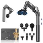 KingPavonini Foldable Massage Gun with Dual-Ball Head, Adjustable Head & Extendable Handle, Handheld Back Massage Gun Deep Tissue for Pain Relief, Portable Percussion Massager Gun, Gift for Men Women