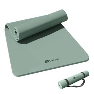 KEEP Non-Slip Large Yoga Mat,Extra Long and Wide Exercise & Fitness Mat( 72"Lx32"Wx7mm Thick) with Free Carrying Strap,Professional TPE Workout Mat for All Types of Yoga, 7mm, Pale Green