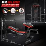 OPPSDECOR 6 in 1 900lbs Weight Bench with Leg Extension and Leg Curl, Foldable Bench Press Set and Squat Barbell Rack with Preacher Curl, Adjustable Workout Bench for Home Gym Strength Training PXZXYX1 (Red)
