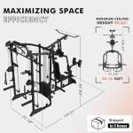 GMWD SmithΔ Machine Power Cage, Multi-Function Home Gym System with Cable Crossover System, Dual-Sided Workout Station with 121LB Weight Stack, Power Rack, Functional Trainer, All in One Home Gym