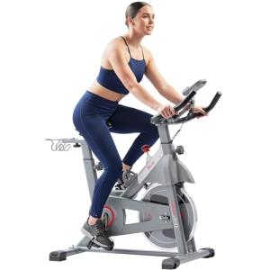 Sunny Health & Fitness Smart Indoor Cycling Magnetic Resistance Exercise Bike, Cardio Workout for Home, Pulse Sensor, with Dumbbell Holder, Bluetooth Connectivity and SunnyFit App - SF-B123033