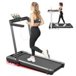 SubSun Pad Treadmill with 9% Incline, 3 in 1 Folding Treadmill for Home/Office with Handle Bar, 2.5HP Under Desk Treadmills Portable Walking Pad with Remote Control LED Touch Screen, White