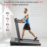 SubSun Pad Treadmill with 9% Incline, 3 in 1 Folding Treadmill for Home/Office with Handle Bar, 2.5HP Under Desk Treadmills Portable Walking Pad with Remote Control LED Touch Screen, White