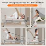 soges Foldable Pilates Reformer Machine for Home Gym, Pilates Workout Equipment for Beginner, Cardio Fitness High Strength Rebounder, Up to 300 lbs Weight Capacity,Beige&Silver