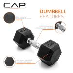 CAP Barbell 25 LB Rubber Coated Hex Dumbbell Hand Weight - Pair | Chrome Handle