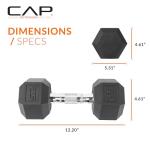 CAP Barbell 25 LB Rubber Coated Hex Dumbbell Hand Weight - Pair | Chrome Handle