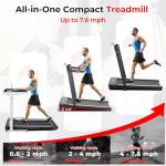 SubSun Pad Treadmill with 9% Incline, 3 in 1 Folding Treadmill for Home/Office with Handle Bar, 2.5HP Under Desk Treadmills Portable Walking Pad with Remote Control LED Touch Screen, White