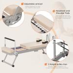 soges Foldable Pilates Reformer Machine for Home Gym, Pilates Workout Equipment for Beginner, Cardio Fitness High Strength Rebounder, Up to 300 lbs Weight Capacity,Beige&Silver