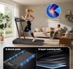 SubSun Pad Treadmill with 9% Incline, 3 in 1 Folding Treadmill for Home/Office with Handle Bar, 2.5HP Under Desk Treadmills Portable Walking Pad with Remote Control LED Touch Screen, White