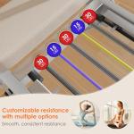 soges Foldable Pilates Reformer Machine for Home Gym, Pilates Workout Equipment for Beginner, Cardio Fitness High Strength Rebounder, Up to 300 lbs Weight Capacity,Beige&Silver