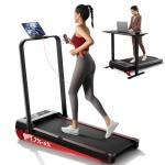 RHYTHM FUN Treadmill with Incline, Walking Pad Treadmill with Handle Bar, 300lbs Foldable Treadmill Incline with APP, Portable Folding Treadmills for Home/Office with Low Noise