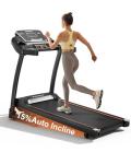 Auto Incline Treadmill 3.0HP, Treadmills for Home with 0-15 Level Incline, 6.2 MPH Speed, 300 Lbs Capacity, Heart Rate Sensors, Hydraulic Folding Treadmill