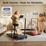 RHYTHM FUN Treadmill with Incline, Walking Pad Treadmill with Handle Bar, 300lbs Foldable Treadmill Incline with APP, Portable Folding Treadmills for Home/Office with Low Noise